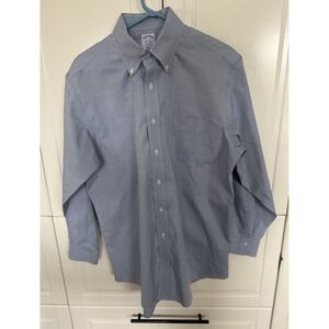 Brooks Brothers Shirt Men 15 1/2-32 Blue Cotton Non Iron Long Sleeve Button Up